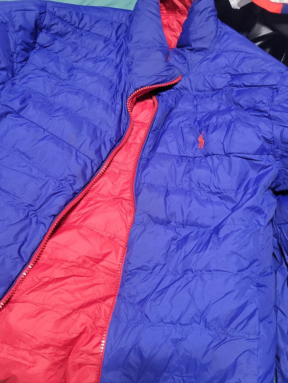 Polo by Ralph Lauren Reversible Puffer Jacket - Blue with Red Lining